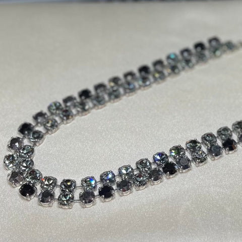 Mariana 3222 Dual Strand Medium Necklace "Black Diamond" Silver Plate