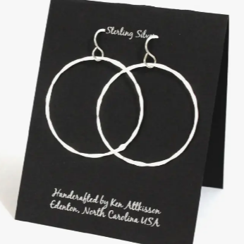 Sterling Silver X-Large Circle Hammered Earrings