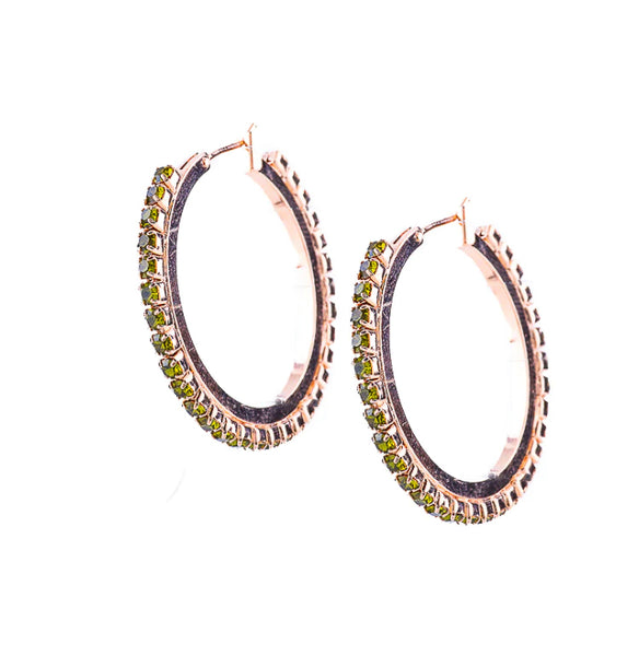 Petite Embellished Hoop Earrings in Clear Crystals Rhodium Plate