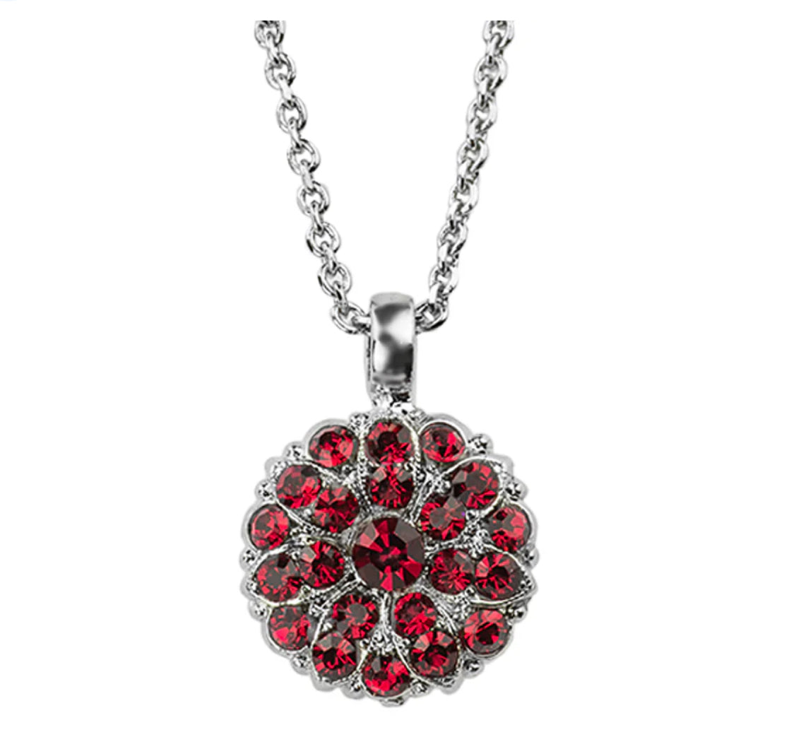 Mariana 5212 Guardian Angel Necklace "Ruby" and Clear Crystal Silver Plated