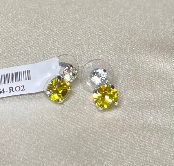 Mariana Medium Double Stone 1190 Earrings Fields of Gold Stud Rhodium Plated