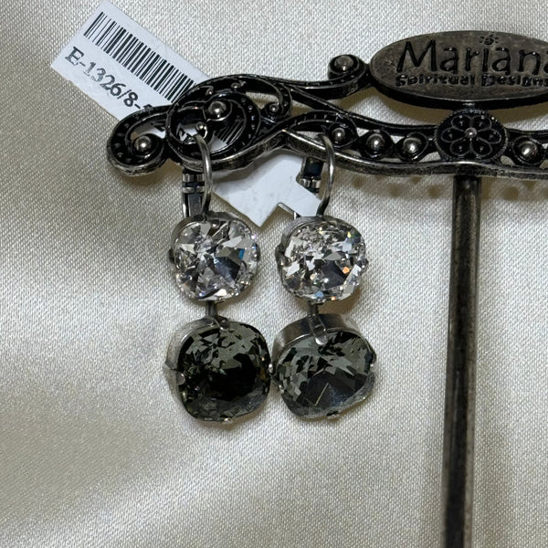 Mariana Double Cushion Cut Leverback Earrings Black E-1326/8-512-SP6