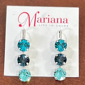 Mariana Medium Three Stone Leverback Earrings Frost E-1440/1-1114-RO6