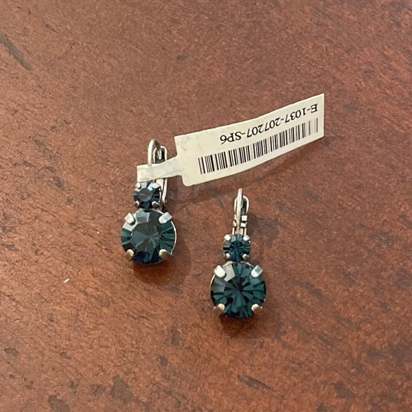 Mariana Large Double Stone Leverback Earrings 1037 in "Montana Blue"