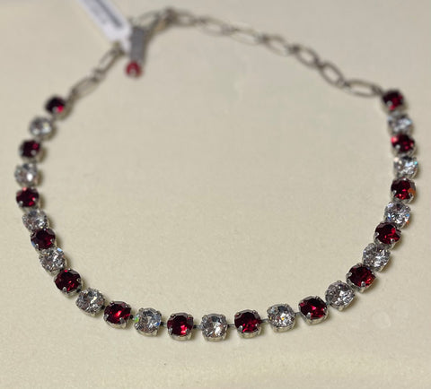 Mariana 3252 Necklace In "Ruby & Clear" Silver Plate