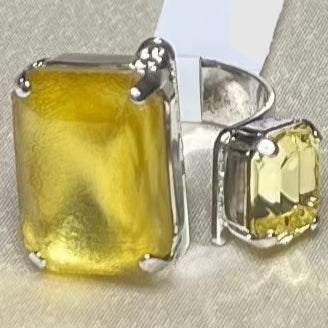 Extra Luxurious Two Stone Emerald Cut Ring in Fields of Gold R-7283/1-1164-RO