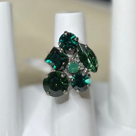 Adjustable Multi Stone Ring R-7402/1-205-SP Emerald