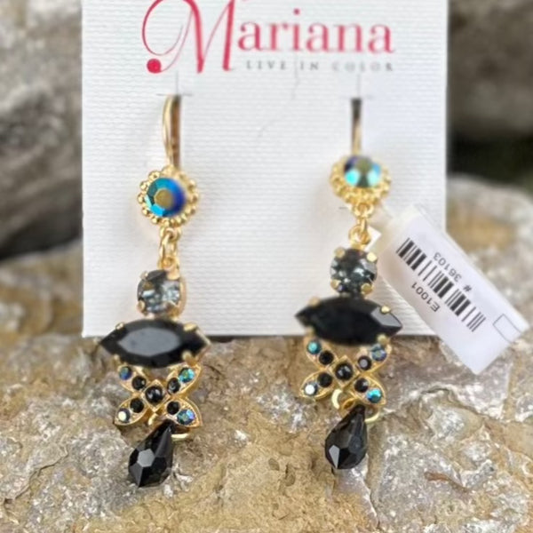 Mariana Marquise and Round Long Dangle Earrings Grease Lightning E-1001 YG