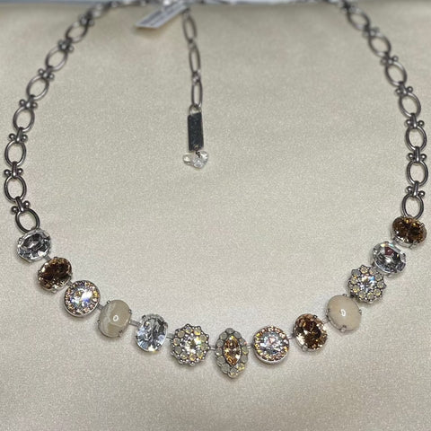 Mariana 3115/1 Oval and Cluster Necklace in "Champagne & Caviar" Silver Plated