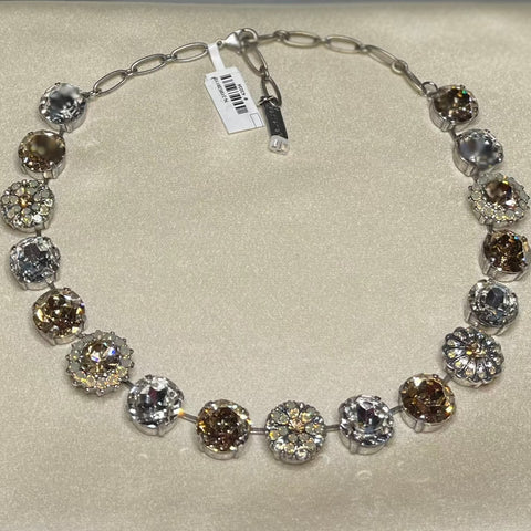 Mariana 3195 Extra Luxurious Blossom Necklace in "Champagne & Caviar" Silver Plated