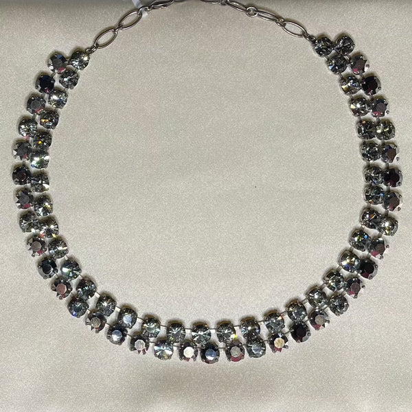 Mariana 3222 Dual Strand Medium Necklace "Black Diamond" Silver Plate