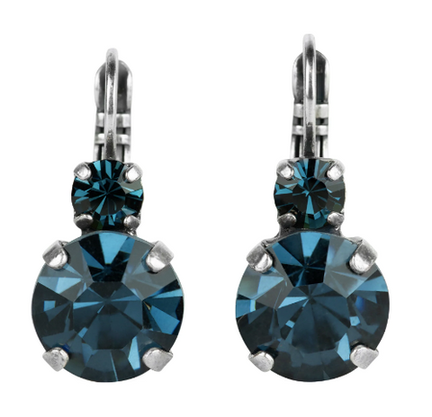 Mariana Large Double Stone Leverback Earrings 1037 in "Montana Blue"