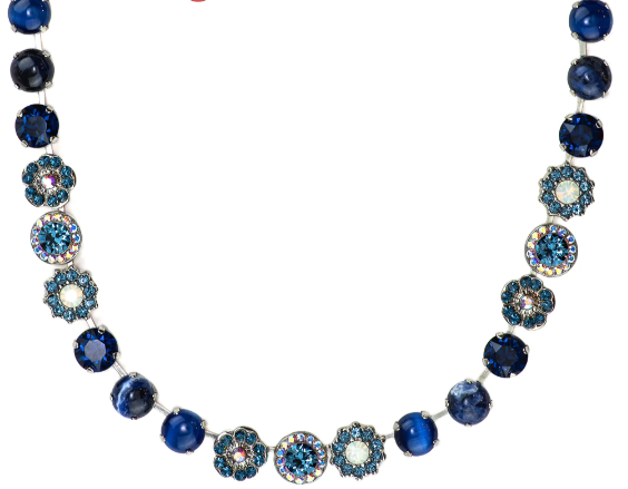 Mariana Large Elemental Necklace 3084 in "Mood Indigo" Silver Plate