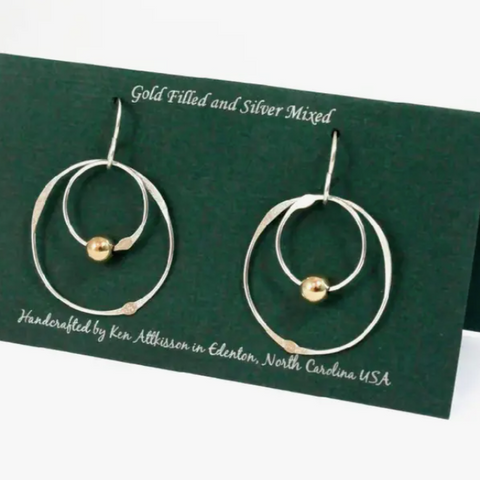 Sterling Silver Lg. Multiple Circle 14K Gold Filled Bead Earrings