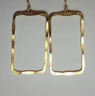 14K Gold Filled Thick Rectangle Hammered Earrings