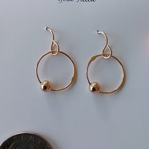 14K Gold Filled Small Circle with 14K Gold Filled Bead Earrings