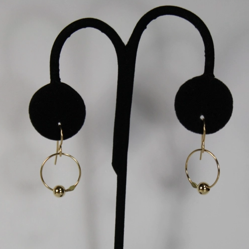 14K Gold Filled Small Circle with 14K Gold Filled Bead Earrings