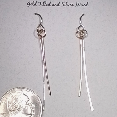 Sterling Silver & 14K Gold Filled Drops “Hammered Spikes” Earrings