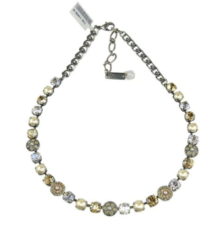 Mariana 3044/1 Medium Pavé Necklace "Champagne and Caviar" Silver Plated
