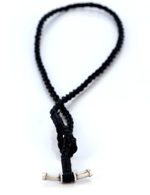Black Hand Woven Necklace 22"