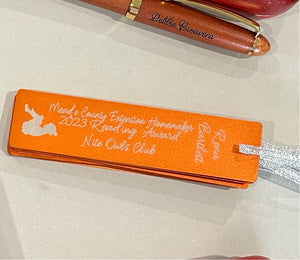 Personalized Orange Metal Bookmark