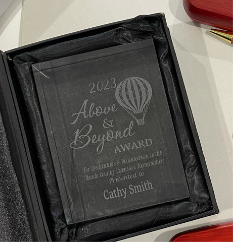Personalized Crystal Award 3.5” x 4.5” Plaque or Paperweight - Engraved