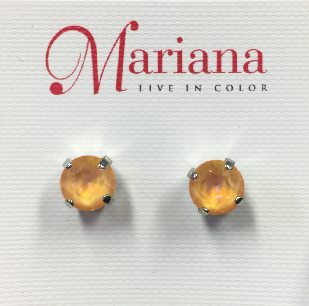 Mariana 1440 Stud Earrings Sun-Kissed Peach Rhodium Plated E-1440-140