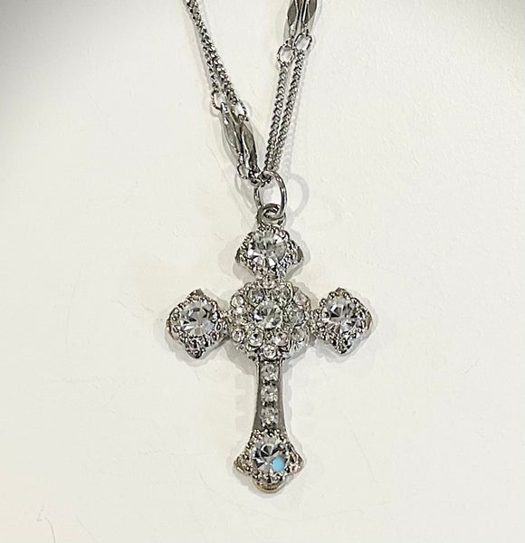 Mariana Flat Cross Necklace "On a Clear Day" Rhodium Plated