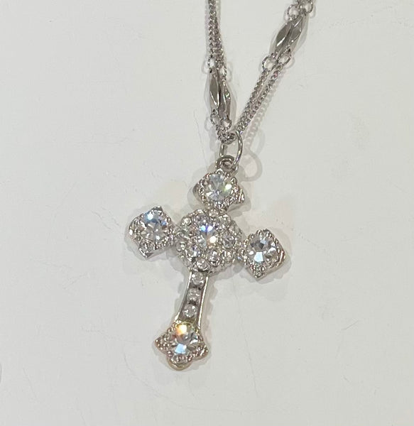 Mariana Flat Cross Necklace "On a Clear Day" Rhodium Plated