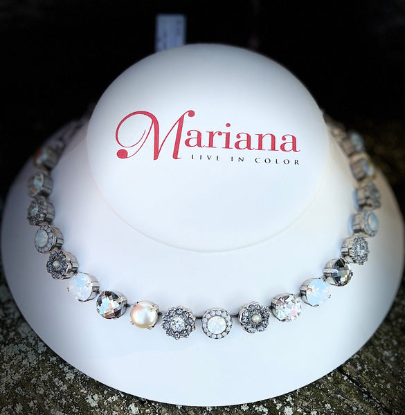 Mariana 3084 Lovable Rosette Necklace "Marilyn" Silver Plated
