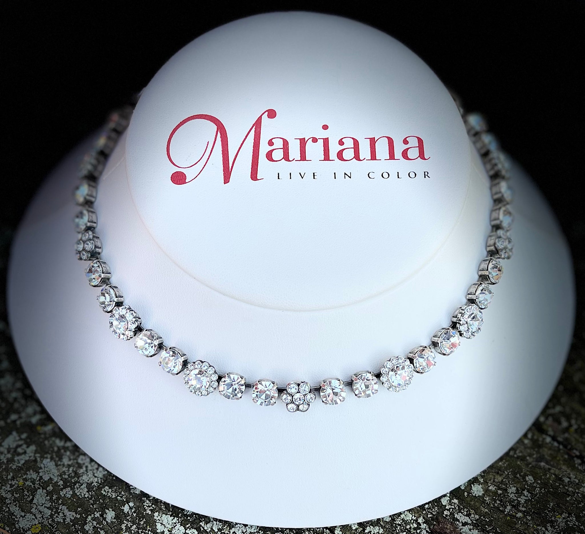 Mariana 3173 Must-Have Rosette Necklace "On A Clear Day" Silver Plated