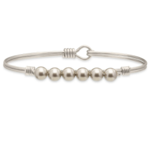 Luca + Danni Crystal Pearl in Platinum Bangle Bracelet