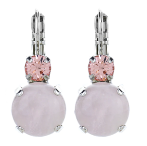 Mariana 1037 Lovable Double Stone Earrings in "Love" Rhodium Plated