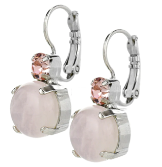 Mariana 1037 Lovable Double Stone Earrings in "Love" Rhodium Plated