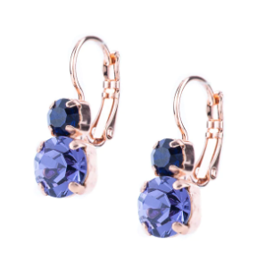 Mariana 1190 "Wildberry" Lever back Must-Have Double Stone Earrings Rhodium Plated