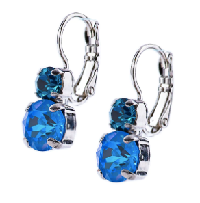Mariana 1190 "Sleepytime" Lever back Must-Have Double Stone Earrings Rhodium Plated
