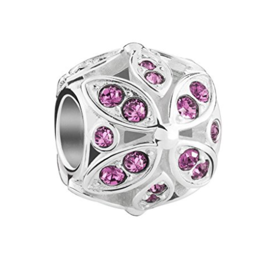 Chamilia Sterling Silver Charm Amethyst Floral Color Accent 2025-1564