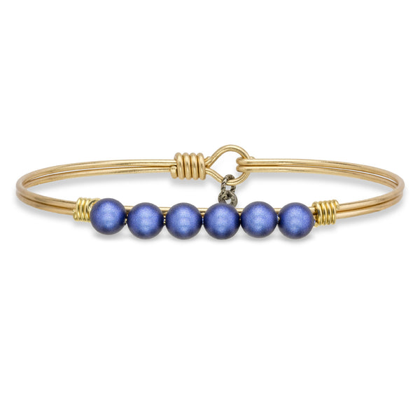 Luca + Danni Crystal Pearl in Blue Lapis Bangle Bracelet