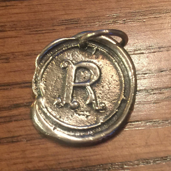 Waxing Poetic Round Insignia Initial Charm A-Z