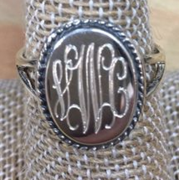 Vertical Rope Engraved Ring Sterling Silver