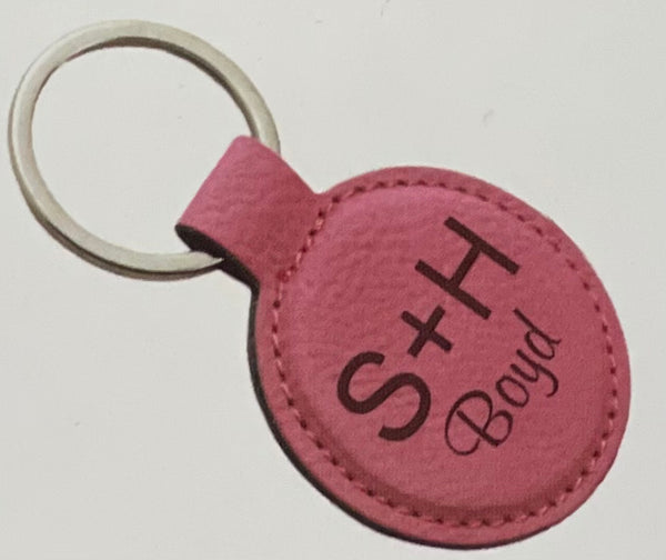 Personalized Round Faux Leather Key Fobs