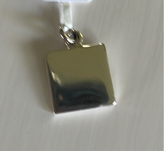 Square Pendant Sterling Silver Plated with Engraving