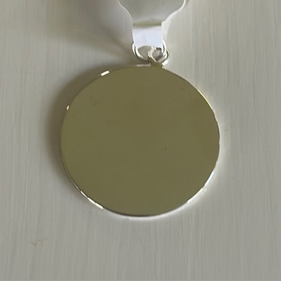 Large Circle Pendant Sterling Silver Plated with Engraving