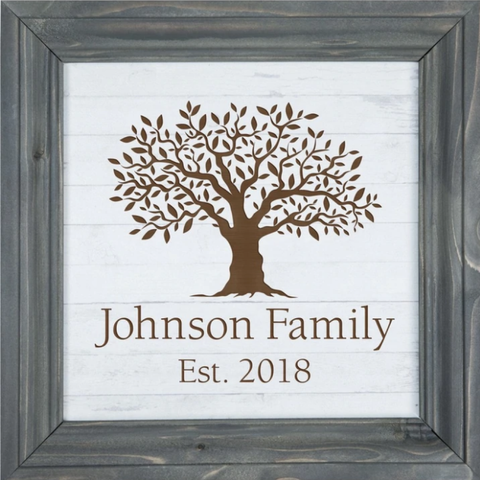 Personalized White Faux Wood Framed Sign 12.5"