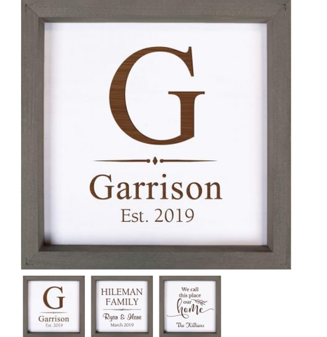 Personalized White Faux Wood Framed Sign 10"